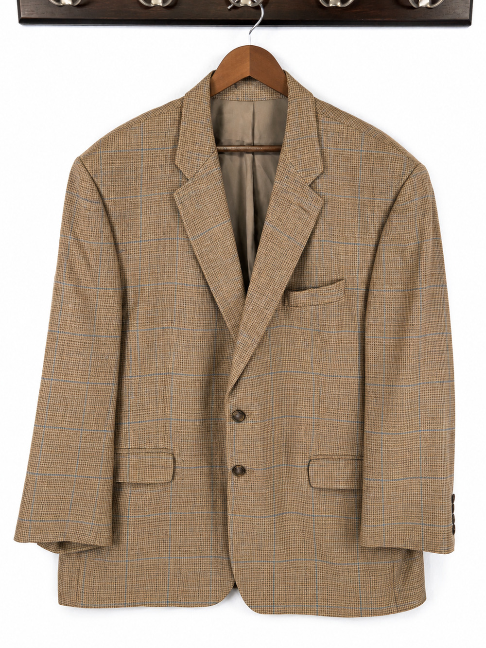 Lauren Ralph Lauren Brown Tweed Sport Coat Size 55R Herringbone Wool Silk